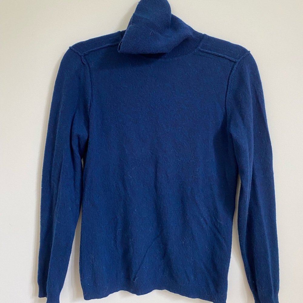 Blue turtleneck sweater